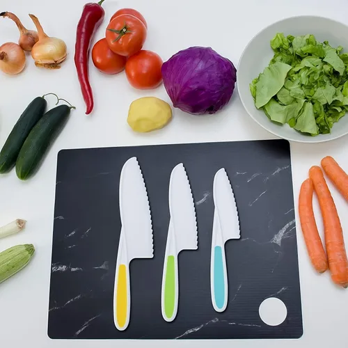 Vista 4 de Juego de 23 piezas de cuchillos para niños para cocina real, juguetes de cocina Montessori para niños pequeños, juego de cuchillos para niños
