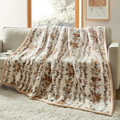 Vista 11 de Nestl Manta de Forro Polar de Terciopelo de 9 Libras Tamaño Queen - 2 Capas Pesada y Cálida Estilo Coreano - Raschel Impresa Reversible - Resistente