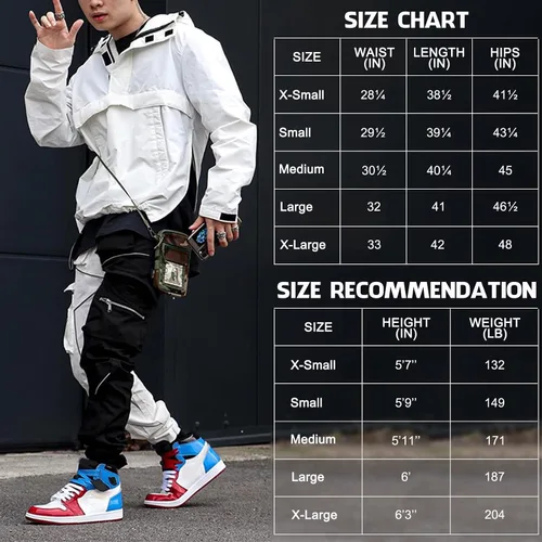 Vista 5 de DIOTSR Pantalones cargo para hombre Techwear Hip Hop, pantalones deportivos con bolsillos, ropa de calle punk para trotar