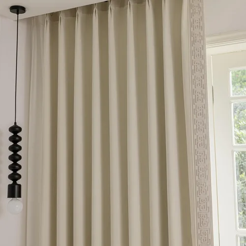 Vista 14 de VisionaryHomeDesign Cortinas Azules de Pliegues Pellizco de Mezcla de Algodón y Lino, Cortinas con Ribete de Greca, Cortinas Oscurecedoras