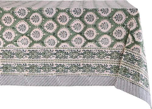 Vista 25 de ATOSII Amalfi - Mantel redondo de verano 100% algodón, estampado en bloques, para comedor, bodas, exteriores, fiestas, I Grand Millenial Farmhouse