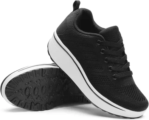 Vista 5 de DADAWEN - Tenis para caminar con plataforma para mujer, transpirables, ligeros, cómodos, informales, tallas 5 a 12 de EE. UU