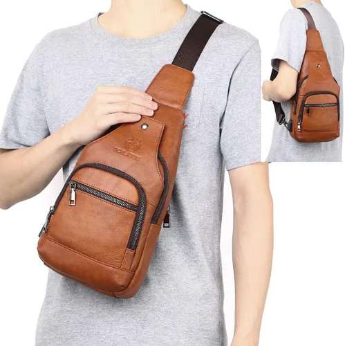 Vista 143 de LUKZIJAES Bolso bandolera de cuero genuino para hombre