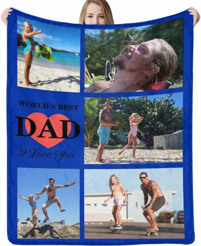 Vista 23 de D-Story Manta personalizada con texto fotográfico, manta de franela personalizada para Navidad, cumpleaños, San Valentín, para parejas, familiares
