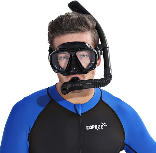 Vista 5 de COPOZZ Snorkel Mask Adult – Anti-Fog Scuba Mask with Nose Cover, Tempered Glass Snorkeling Gear for Adults