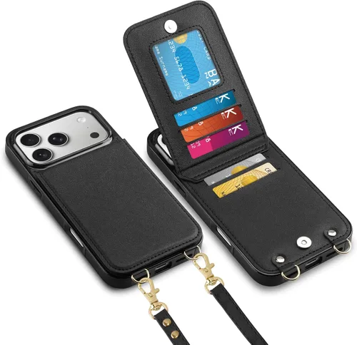 Vista 36 de Vofolen - Funda tipo cartera para iPhone 11 con tarjetero y bloqueo RFID, color negro Crossbody Adjustable Strap Purse Magnetic Clasp Heavy Duty