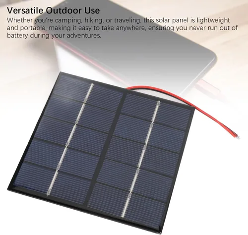 Vista 4 de Panel solar de 1.2 W 5 V, cargador solar portátil de polisilicio con cable electrónico, para teléfono, tableta, cámara al aire libre DIY