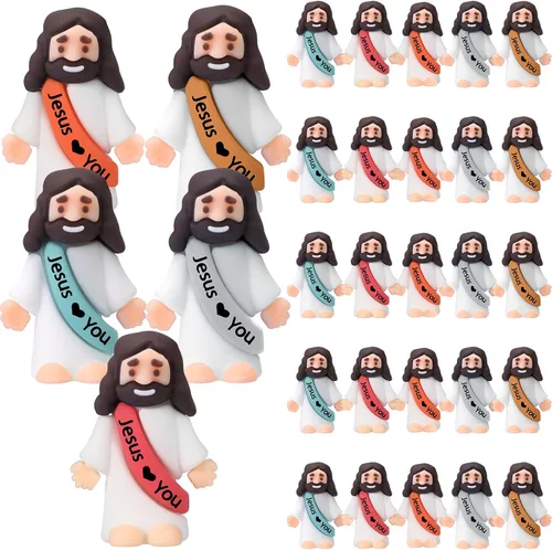 Vista 15 de Bememo 25 figuras de Jesús pequeñas figuras de Jesús, color blanco