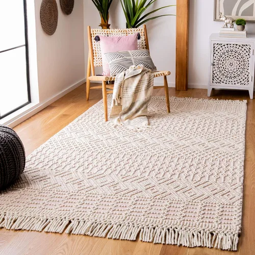 Vista 26 de SAFAVIEH Natura Collection - Alfombra decorativa de 2 x 3 pies, color marfil, con flecos de lana marroquí bohemia, hecha a mano, ideal para zonas