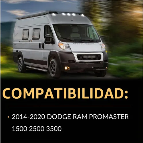 Vista 2 de Luces de Marcador de Techo de Cabina Blancas Led para 2014-2023 Dodge Ram ProMaster 1500 2500 3500, 5 Piezas (Lente Transparente)