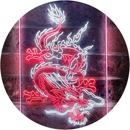 Vista 17 de ADVPRO Hombre Dragón Chino Cueva Garaje Tatuaje Dual Color LED Neon Sign Azul y Rojo 8 x 12 pulgadas st6s23-i3780-br