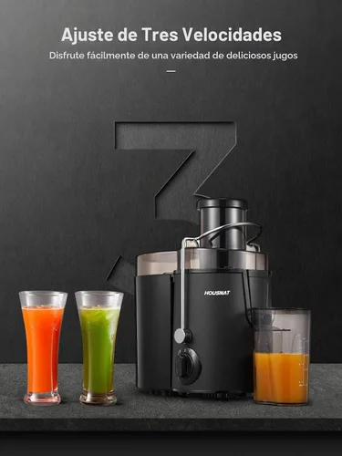 Vista 3 de Máquinas de exprimir, exprimidor HOUSNAT para frutas y verduras enteras con ajuste de 3 velocidades, versión mejorada con motor de 400 W