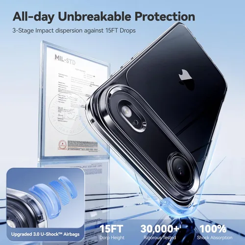 Vista 4 de CASEKOO Funda para iPhone 17 Air Cristal Transparente, TPU Virgen y Anti-Amarillo Patentado, Protección contra Caídas de Grado Militar de 15 Pies