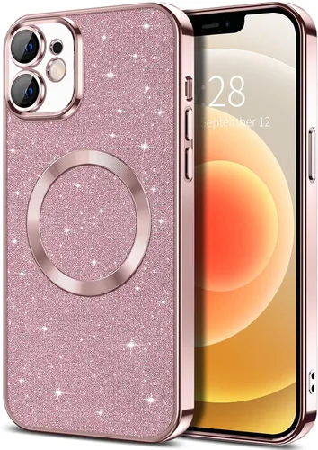Vista 40 de Hython para iPhone 16 Funda con chispas brillantes, fundas transparentes magnéticas con protector de lente de cámara [Compatible con MagSafe]