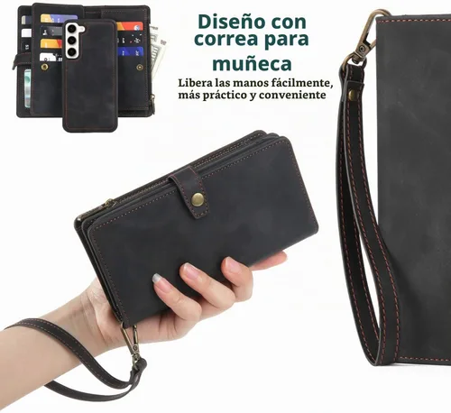 Vista 5 de TwoHead - Funda tipo cartera para Samsung Galaxy S22, 11 tarjeteros, color negro Sueño Negro