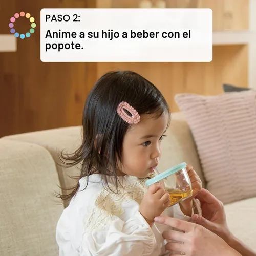Vista 7 de Push Flow - Vaso para sorber de entrenamiento con popote de silicona y asas, 5 onzas, para bebé de 6 meses + azul claro