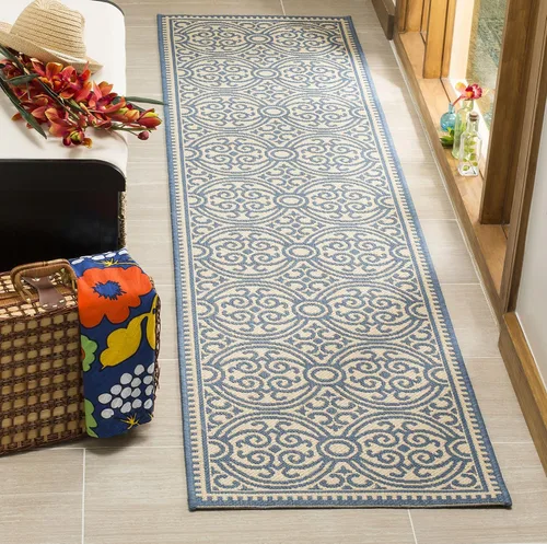Vista 27 de SAFAVIEH Alfombra lavable para exteriores Linden Collection - 4 x 6 pies, aguamarina y crema, no desprende pelusa y fácil de limpiar, ideal