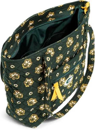 Vista 4 de Vera Bradley Bolso pequeño de algodón Premium para mujer Vera Bandana verde/amarillo con Green Bay Packers
