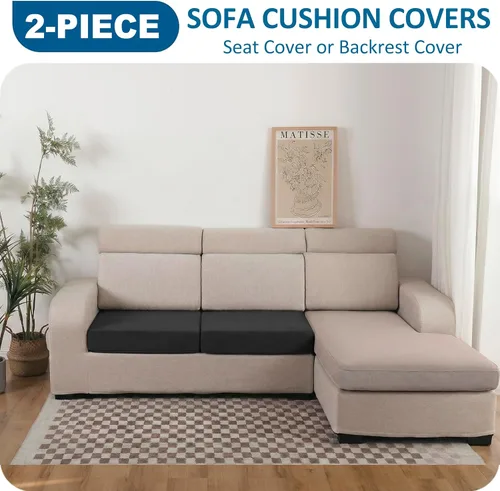Vista 7 de Fundas de cojín impermeables para sofá, fundas de asiento de sofá, fundas de cojín individuales elásticas para sofá seccional, fundas protectoras