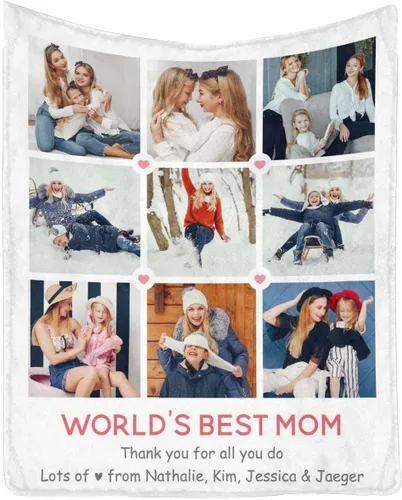 Vista 33 de InterestPrint Regalos personalizados para mamá, manta personalizada con fotos y fotos familiares, regalos de cumpleaños para el día de la madre