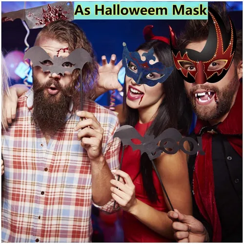 Vista 5 de 14 máscaras blancas de papel de media cara, máscaras de Mardi Gras, máscara pintable en blanco para fiesta de Halloween