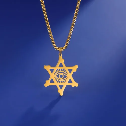Vista 27 de EUEAVAN Collar con dije de estrella de David contra el mal de ojo de seis puntas con dije de estrella de David, hexagrama demoníaco religioso