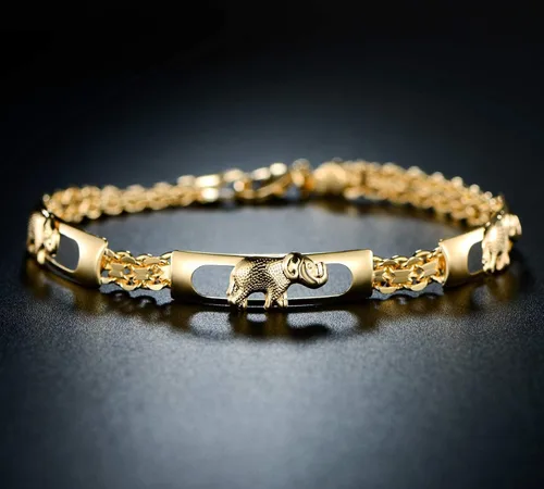 Vista 6 de Barzel - Pulseras de elefante chapado en oro de 18 quilates para mujer