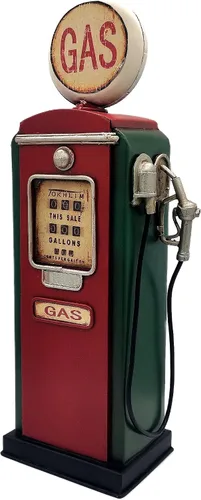 Vista 10 de Modelo de Bomba de Gasolina Decoración del Hogar Alcancía Estación de Gasolina de Metal Bomba de Gasolina Estatua Petroliana Estilo Antiguo