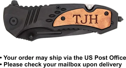 Vista 2 de Cuchillo de Bolsillo Palmetto Wood Shop - Regalos Grabados con Láser para Hombres, Cuchillo Personalizado para Caza, Acampada, Uso Diario - Cuchilla