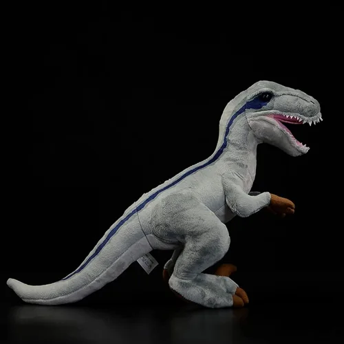 Vista 6 de lilizzhoumax Velociraptor - Peluches realistas de velociraptor gris, animales de peluche suaves, juguetes realistas de 17 pulgadas, relleno