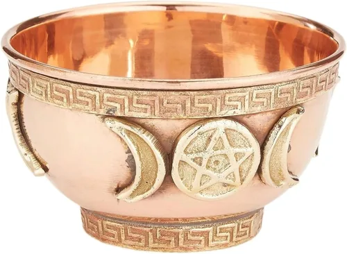 Vista 4 de Flower of Life - Cuenco de cobre de 3 pulgadas, ideal para uso en altar y ritual, quemador de incienso, cuenco para manchas, decoración - New Age