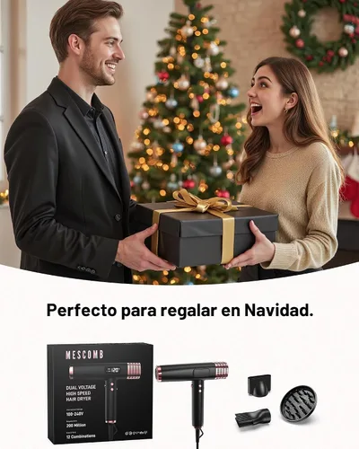 Vista 9 de Secador de pelo iónico de doble voltaje con difusor – Secador de pelo de Negro satinado