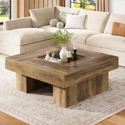 Vista 12 de LVB - Mesa de café negra, mesa de sala moderna de madera con LED y almacenamiento, mesa central única de gran tamaño y forma rectangular con luz