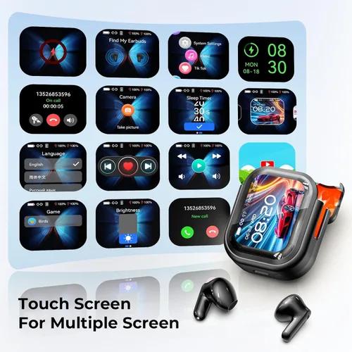 Vista 4 de Auriculares de traducción AI NE20 en tiempo real, traductor de idiomas con pantalla táctil LCD 6 modos de traducción Audifonos Traductores Inglés