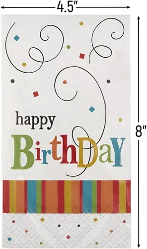Vista 2 de Toallas de papel para invitados de confeti de cumpleaños 12.9 x 15.7 pulgadas 24 piezas