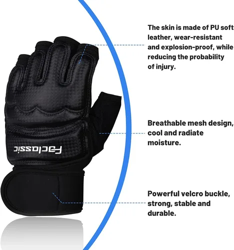 Vista 2 de Guantes de boxeo de kickboxing, guantes de boxeo para hombres, mujeres, niños, medio dedo, saco de boxeo, guantes de lucha para hombres y mujeres