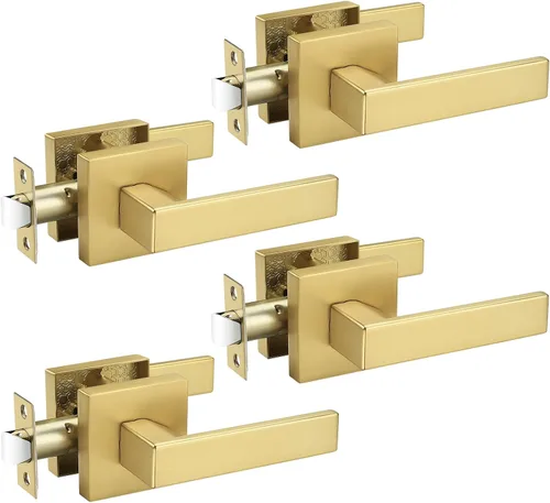 Vista 21 de Probrico - 1 manija inactiva dorada para puerta, moderna, para armario, resistente, para interior, sin giro, reversible para lado derecho e izquierdo