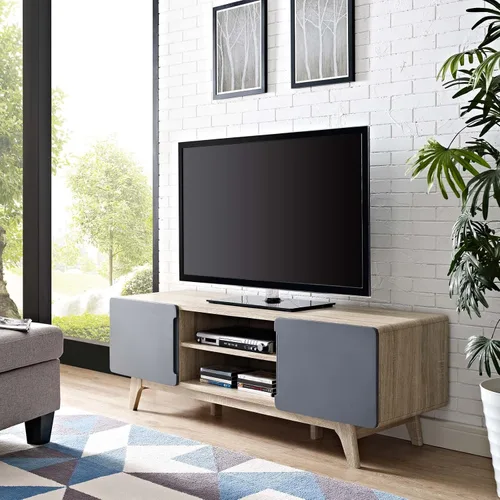 Vista 8 de Modway Tread Mid-Century - Mueble moderno para TV de 47 pulgadas, color gris natural