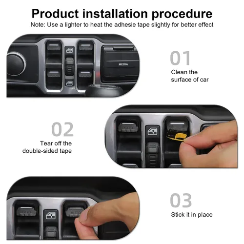 Vista 5 de CheroCar Cubierta de botón para interruptor de ventana Jeep JL, accesorios interiores para Jeep Wrangler JL JLU 2018-2022, Gladiator JT 2020-2022