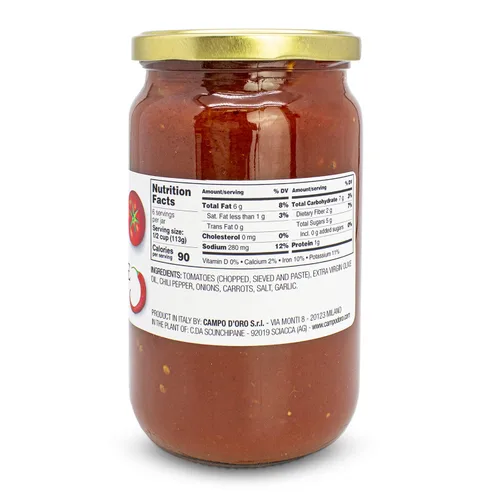 Vista 2 de CAMPO D'ORO - Salsa de tomate Arrabiatta 24 oz, salsa de pasta