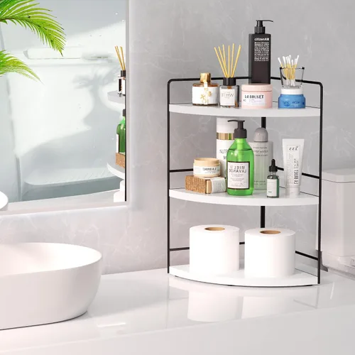 Vista 2 de ZGO Organizador de Baño de 3 Niveles - Organizador de Encimera y Esquina, Almacenamiento de Maquillaje y Cuidado de la Piel, Estante de Encimera