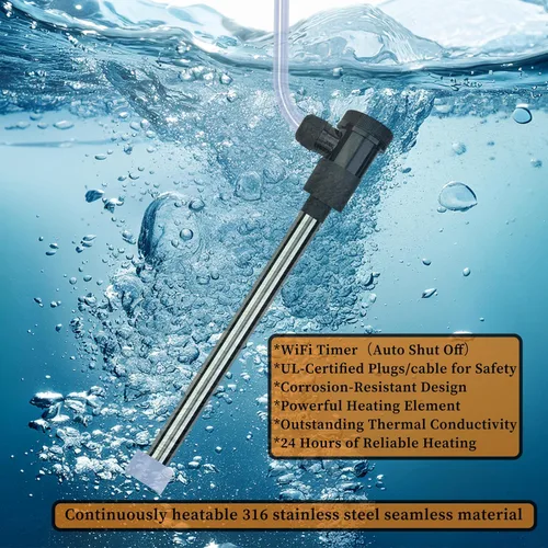Vista 2 de Calentador de agua de inmersión portátil eléctrico sumergible de 2000 W con temporizador WiFi y apagado automático para piscina sobre el suelo