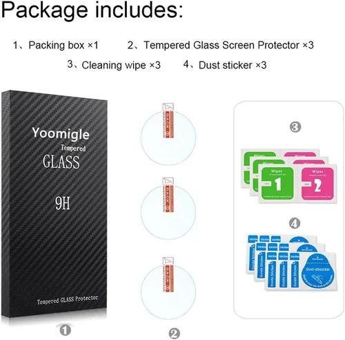 Vista 7 de Paquete de 3 protectores de pantalla compatibles con FILIEKEU I9Y Smart Watch de 1.3 pulgadas, vidrio templado para I9 1.3 pulgadas, protectores