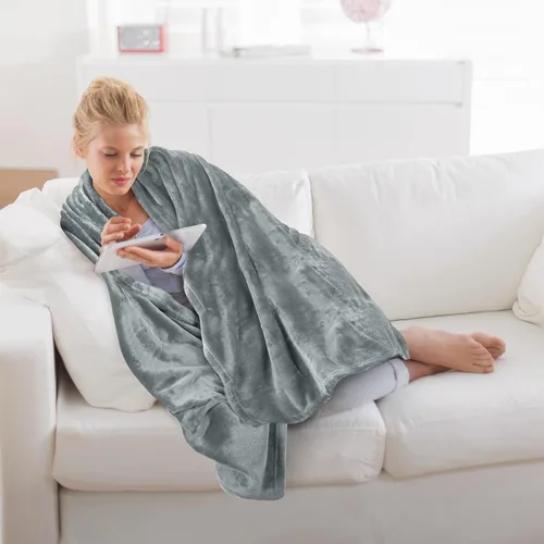 Vista 3 de Utopia Bedding - Manta de vellón de lujo, mullida, antiestática; manta de suave microfibra de 8.8 oz/yd² (300 g/m²) para sofá y cama; tamaño Gris
