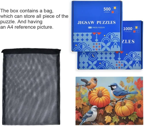 Vista 7 de Pumpkin Sunflower Jigsaw Puzzles 500 Pieces for Adults with Mesh Storage Bag 2011846