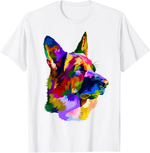 Vista 102 de Camiseta con retrato de pastor alemán para dueños de perros, Negro, S