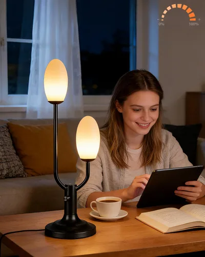 Vista 12 de Lightdot Lámpara de mesa con forma de globo para dormitorio, de mediados de siglo, moderna, negra, pequeña, lámpara de escritorio, regulable, 3000