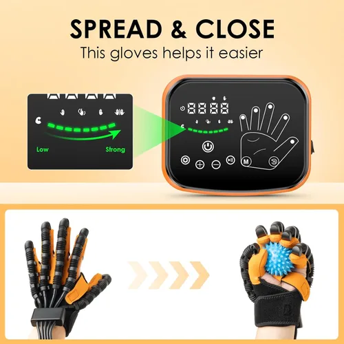 Vista 3 de Guantes robot de rehabilitación, equipo robótico de terapia de accidente cerebrovascular para adultos, dispositivo robótico de recuperación de Negro