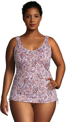 Vista 4 de Lands End Traje de baño tankini con cuello en V ajustable resistente al cloro para mujer tirantes ajustables