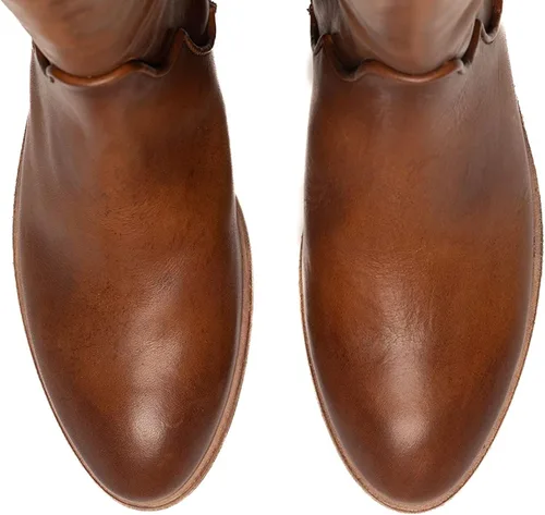 Vista 5 de Frye Carson - Botas altas para mujer hechas de cuero anticuado con ribetes de estilo occidental, cierre de cremallera interior y tacón bajo, altura